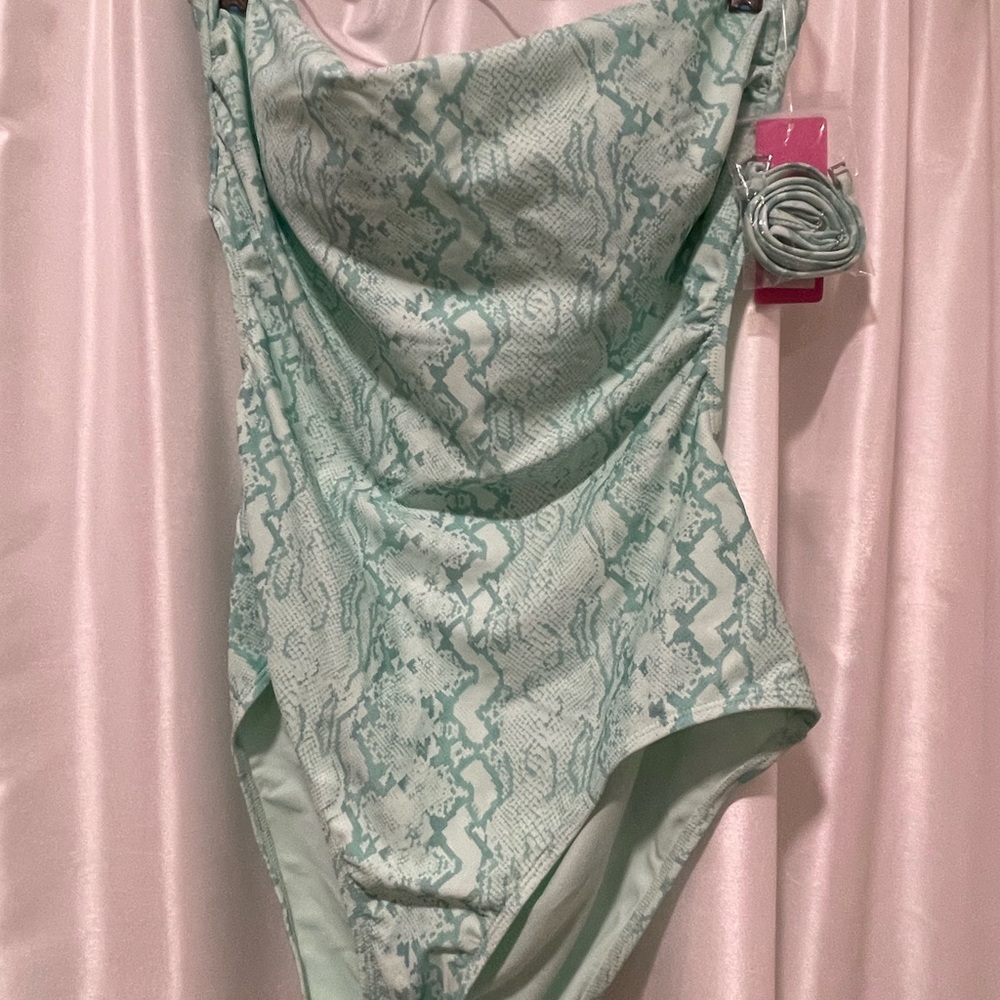 Mint green snakeskin design women’s bathing suit